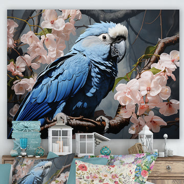 Ephemeral Plumage Charisma - Blue Parrot Wall Art